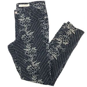 Anthropologie Pilcro and The Letterpress Serif Black Floral Corduroy Pants